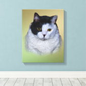 Schwarzweißkatze Leinwanddruck (Insitu (Holzboden))
