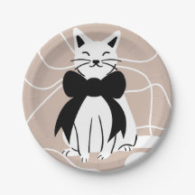 Schwarzweißkatze mit abstrakter Linie