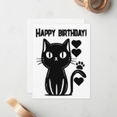 Schwarzweißkatze mit minimalistischer Note Mitteilungskarte (Vorderseite/Rückseite Beispiel)