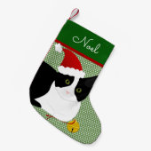 Schwarzweißkatze Personalisiert Kleiner Weihnachtsstrumpf (Vorderansicht (hängend))