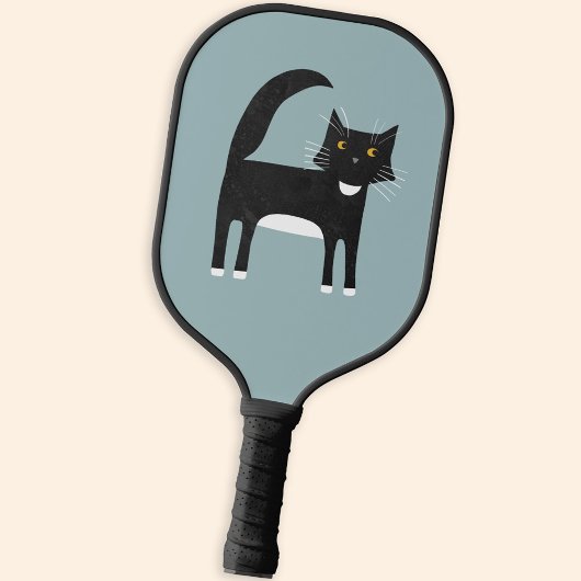 Schwarzweißkatze Pickleball Schläger
