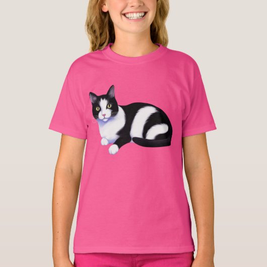 Schwarzweißkatze T-Shirt (Vorderseite)