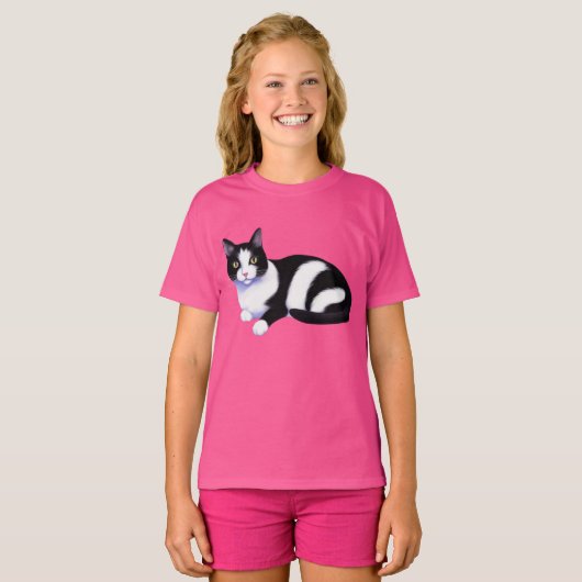 Schwarzweißkatze T-Shirt (Vorne ganz)