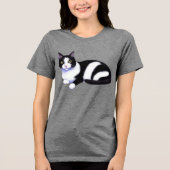 Schwarzweißkatze Tri-Blend Shirt (Vorderseite)
