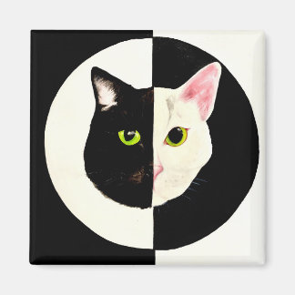 Schwarzweißkatzen sehen sich Yin und Yang gegenübe Magnet