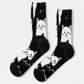 Schwarzweißkatzen Socken (Linkes Detail)