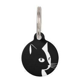 Schwarzweißkatzenanhänger Haustiermarke