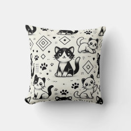 Schwarzweißkatzenmuster Pattern Kissen
