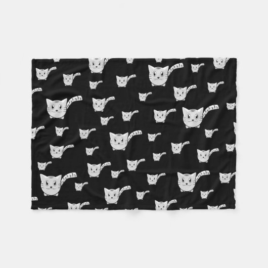 Schwarzweißkittmuster Fleecedecke (Vorderseite (Horizontal))