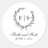 Schwarzweißkleber für Monogramm Runder Aufkleber (Vorderseite)