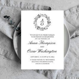 Schwarzweißkranz, Einladungskarte für die Hochzeit Einladung