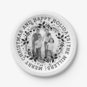 Schwarzweißkranz und Foto Pappteller (Vorderseite)