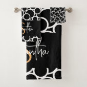 Schwarzweißkreismuster mit Monogramm Badhandtuch Set (Insitu)