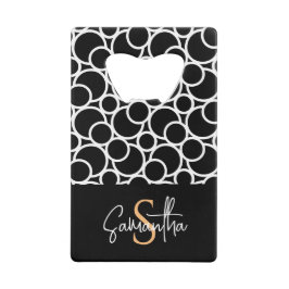Schwarzweißkreismuster mit Monogramm Geldbeutel Flaschenöffner