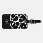 Schwarzweißkreismuster mit Monogramm Gepäckanhänger (Vorderseite horizontal)
