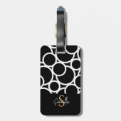 Schwarzweißkreismuster mit Monogramm Gepäckanhänger (Rückseite vertikal)