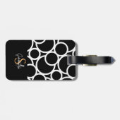 Schwarzweißkreismuster mit Monogramm Gepäckanhänger (Rückseite horizontal)