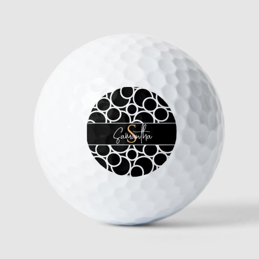 Schwarzweißkreismuster mit Monogramm Golfball (Vorderseite)
