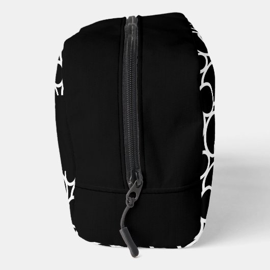 Schwarzweißkreismuster mit Monogramm Waschbeutel (Rechts)