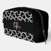 Schwarzweißkreismuster mit Monogramm Waschbeutel (Rechte Ecke)