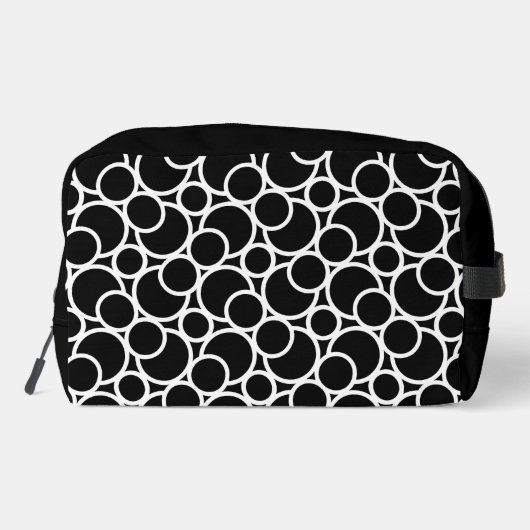 Schwarzweißkreismuster mit Monogramm Waschbeutel (Rückseite)