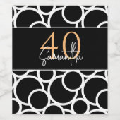 Schwarzweißkreismuster mit Name und Jahr Weinetikett (Einzelnes Label)