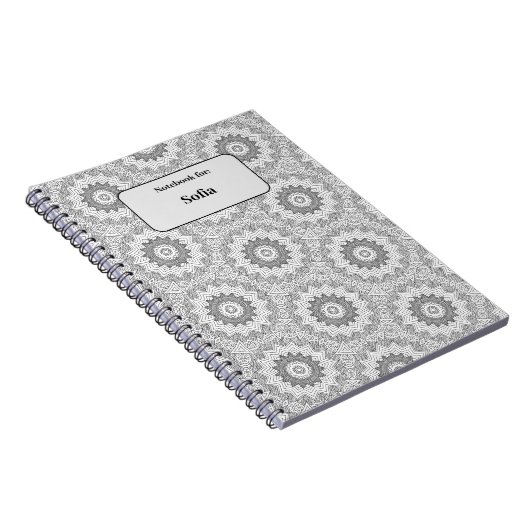 Schwarzweißkreismuster mit Namensschild Notizblock (Rechte Seite)