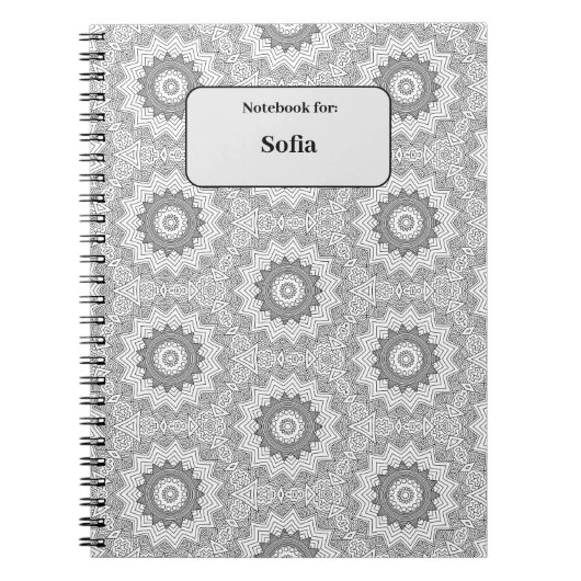 Schwarzweißkreismuster mit Namensschild Notizblock (Vorderseite)