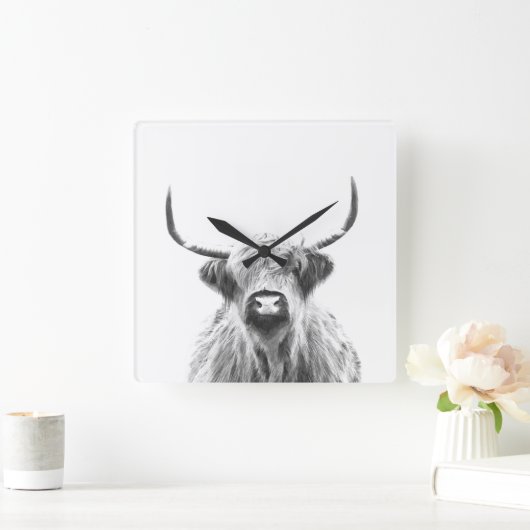 Schwarzweißkuh Quadratische Wanduhr (Zuhause)