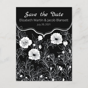 Schwarzweißkunst Save the Date Postkarte