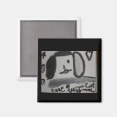 Schwarzweißkunst Welpe Liebe Design Magnet (Vorderseite/Rückseite)