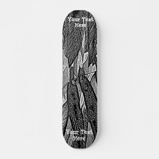 Schwarzweißkurven, moderne abstrakte Blattgestaltu Skateboard (Vorne)