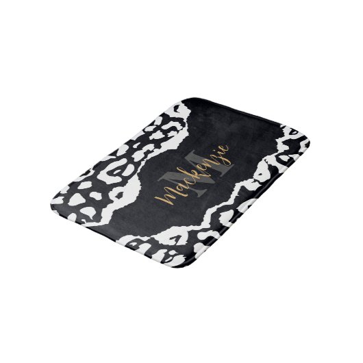 Schwarzweißleopard Badematte (Schrägansicht)