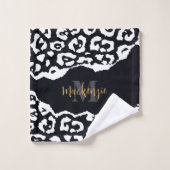 Schwarzweißleopard Badhandtuch Set (Waschlappen)