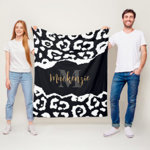 Schwarzweißleopard Fleecedecke