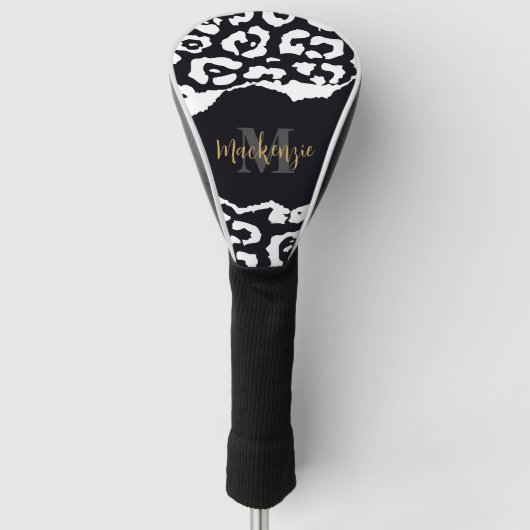 Schwarzweißleopard Golf Headcover (Vorderseite)