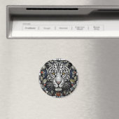 Schwarzweißleopard, umgeben von Blume Magnet (In Situ (Geschirrspüler))