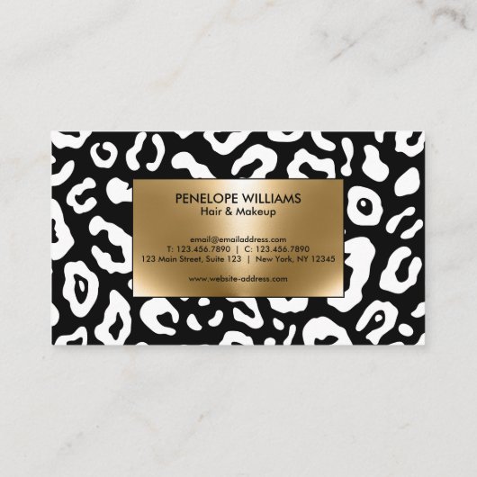 Schwarzweißleopard Visitenkarte (Rückseite)