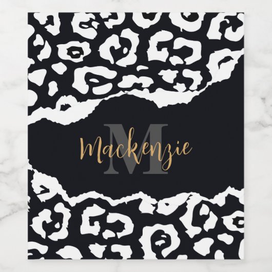 Schwarzweißleopard Weinetikett (Einzelnes Label)