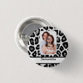 Schwarzweißleoparddruck Button (Vorne & Hinten)
