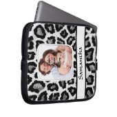 Schwarzweißleoparddruck Laptopschutzhülle (Vorne Rechts)