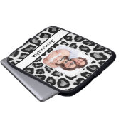 Schwarzweißleoparddruck Laptopschutzhülle (Vorne Knopf)