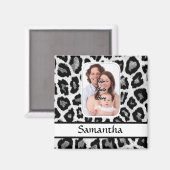 Schwarzweißleoparddruck Magnet (Vorderseite/Rückseite)