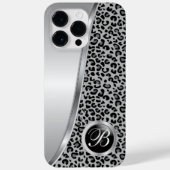 Schwarzweißleoparddruck | Monogramm Case-Mate iPhone Hülle (Rückseite)