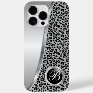 Schwarzweißleoparddruck   Monogramm Case-Mate iPhone Hülle
