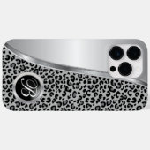 Schwarzweißleoparddruck | Monogramm Case-Mate iPhone Hülle (Rückseite (Horizontal))