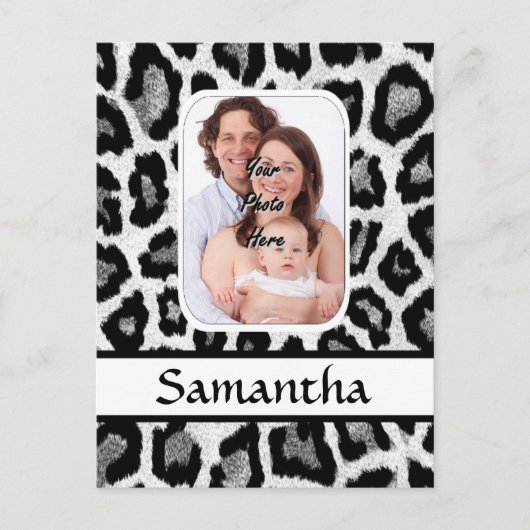 Schwarzweißleoparddruck Postkarte (Vorderseite)