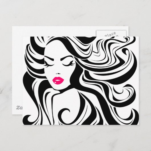 Schwarzweißmädchen Vintag Postkarte (Vorne/Hinten)