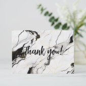 Schwarzweißmarmor Danke Karte (Stehend Vorderseite)