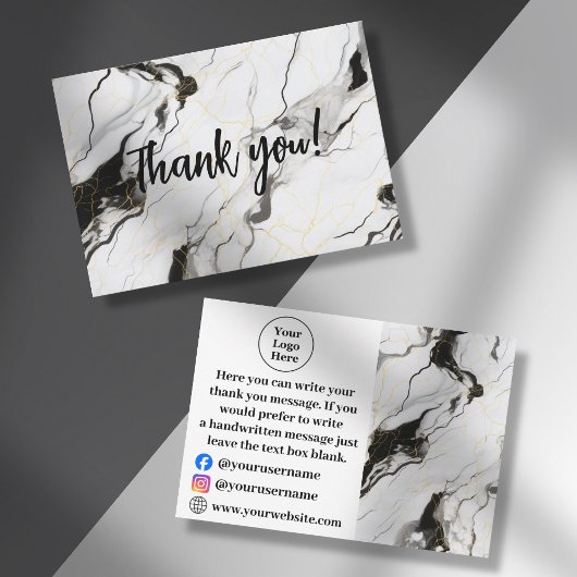 Schwarzweißmarmor Danke Karte
